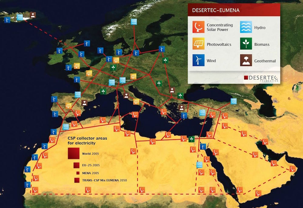 HVDC renewable power from North Africa to Europe - Desertec