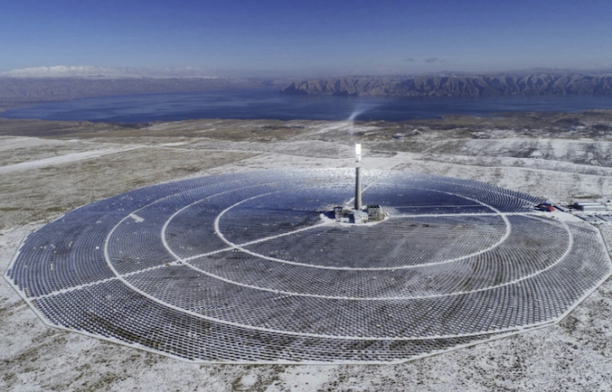 Gonghe 50 MW tower CSP by Power China in Qainghai Province