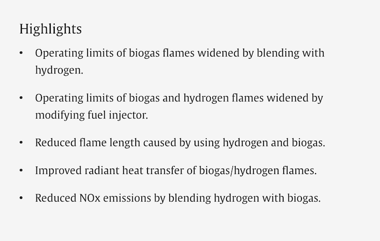Published at International Journal of Hydrogen Energy – Performance of biogas blended with hydrogen in a commercial self-aspirating burner