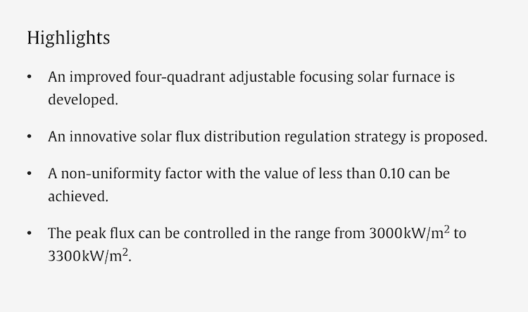 Published at Applied Energy – Modeling and control strategy optimizing of solar flux distribution in a four quadrant and adjustable focusing solar furnace