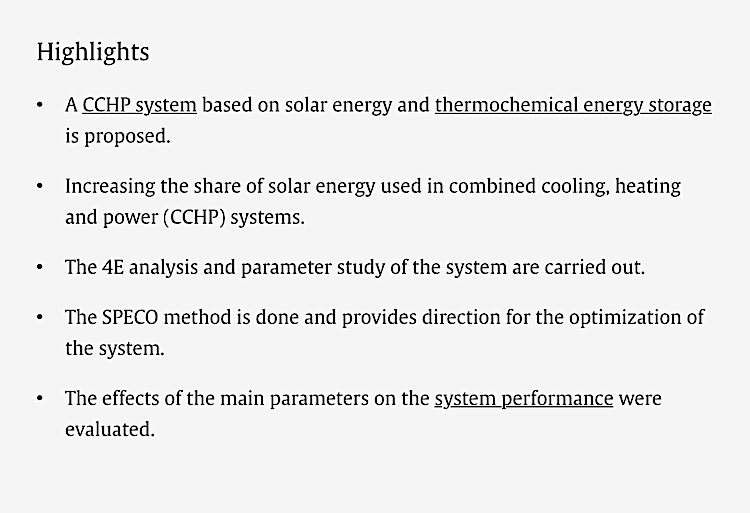 Published at Energy Conversion and Management – 4E analysis and parameter study of a solar-thermochemical energy storage CCHP system