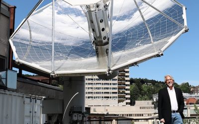 Aldo Steinfeld next to the Solar Refinery 2024