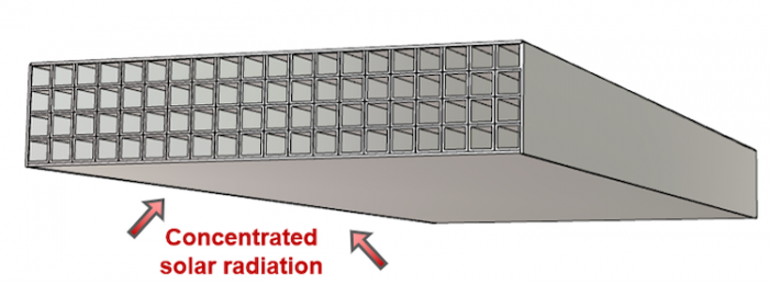 IMAGE © Maria José Montes: Compact Solar Receivers: Emerging Opportunities for Industrial Heat Processes - instead of the glass tube in traditional Frenel receiver, the new design is a solid block of metal with channels for gas to flow through