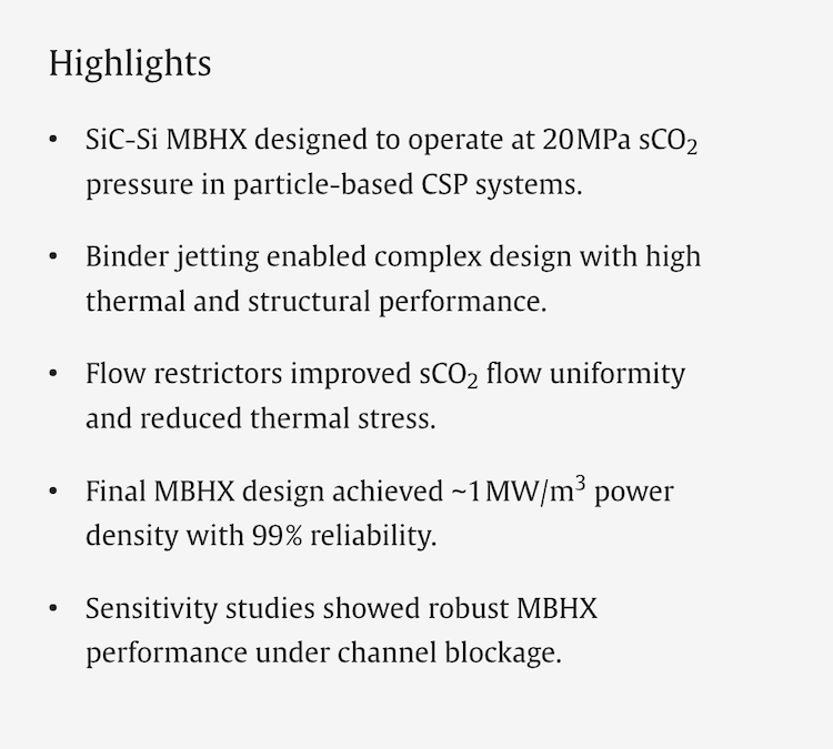 Published at Solar Energy – Design of a SiC-Si moving packed-bed particle-to-sCO2 heat exchanger for high temperature concentrating solar power applications