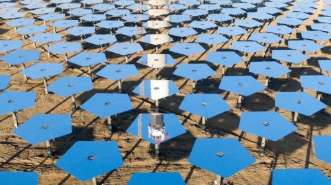 The Stellio heliostats from Dongfang Boiler at China's Kumui CSP project IMAGE©DBC