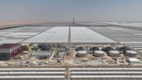 View from DEWA 600 MW Trough CSP to 100 MW Tower