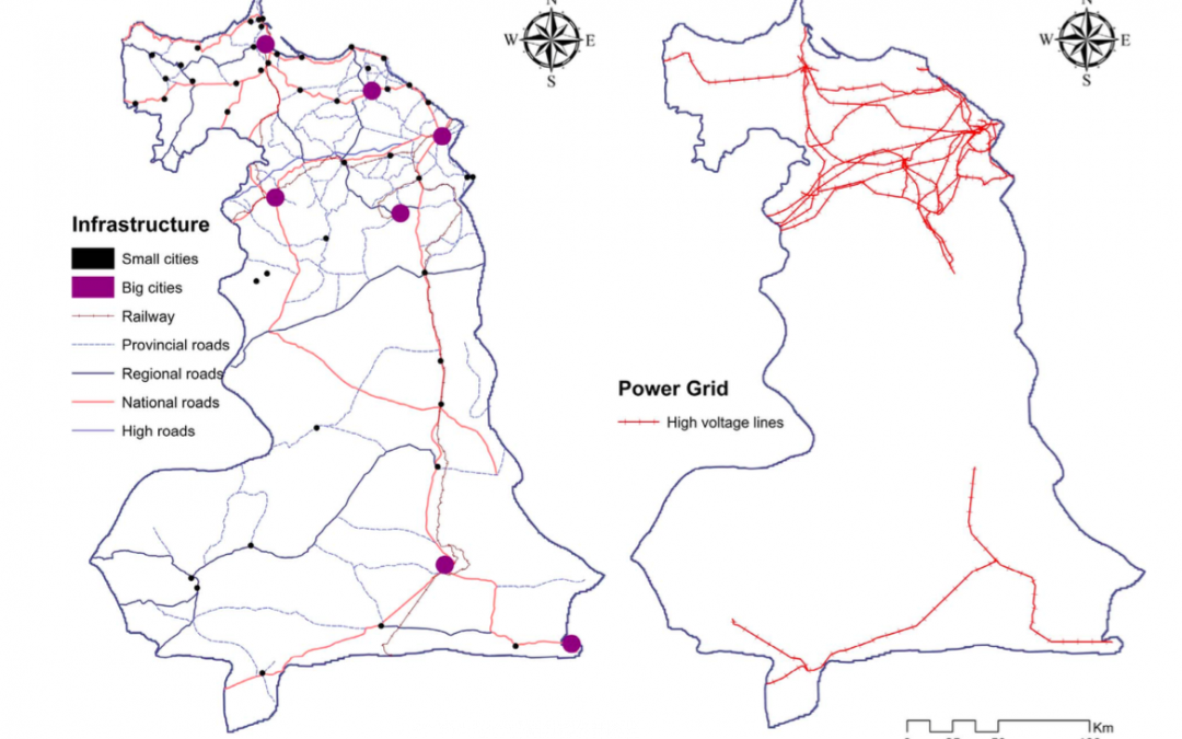 Eastern Morocco CSP suitable sites Infrastructure overlay